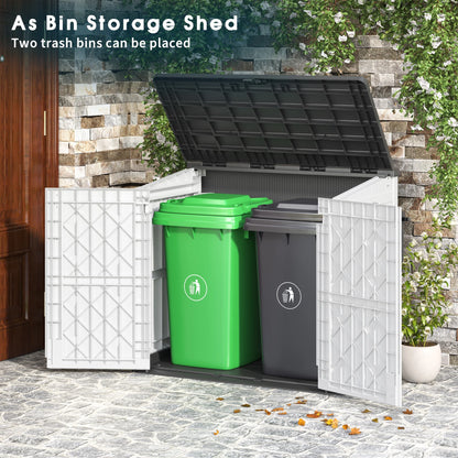 LHBCraft Outdoor Resin Storage Shed, 34 Cu. Ft. Weather-Resistant Garden Storage Box, Extra-Large Lockable Waterproof Shed for Bikes, Lawnmowers, and Garden Tools