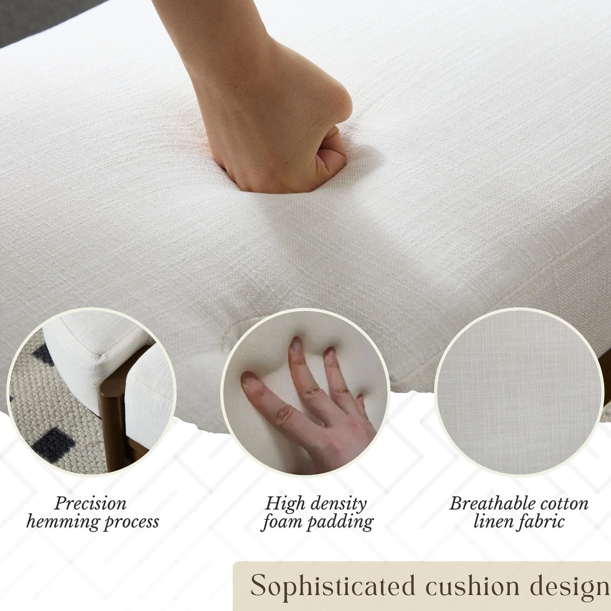 Dayalane 51" Modern Upholstered Bedroom Bench, Linen End of Bed Bench with Wooden Legs for Living Room, Entryway,Hallway Footrest, Beige
