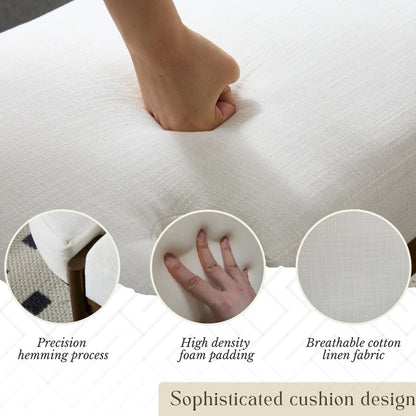 Dayalane 51" Modern Upholstered Bedroom Bench, Linen End of Bed Bench with Wooden Legs for Living Room, Entryway,Hallway Footrest, Beige