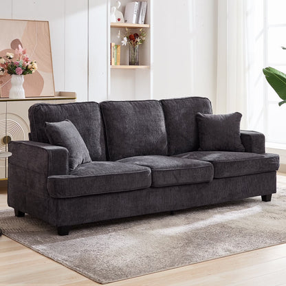 Korser 89" Chenille Sofa 3 Seater Couch with Extra Upholstered Deep Seats for Living Room,Removable Cover,Beige