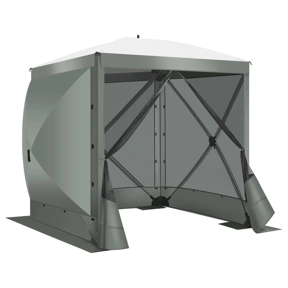 COBIZI 8x8 Pop up Gazebo Tent, Ez up Waterproof Screen Tent Screen House, Portable Outdoor Canopy Sun Shelter with 3 Sidewalls, Carry Bag & Ground Stakes for Camping, Garden and Picnics, Gray