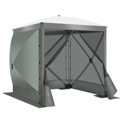 COBIZI 8x8 Pop up Gazebo Tent, Ez up Waterproof Screen Tent Screen House, Portable Outdoor Canopy Sun Shelter with 3 Sidewalls, Carry Bag & Ground Stakes for Camping, Garden and Picnics, Gray