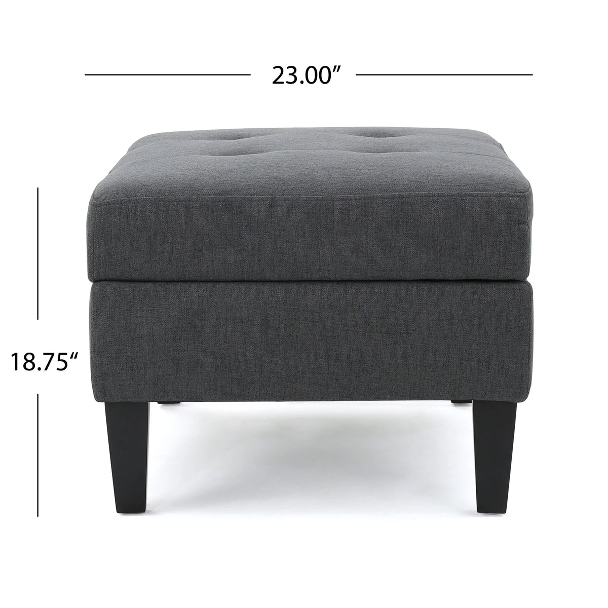 Noble House Sahara Fabric Storage Ottoman, Dark Grey