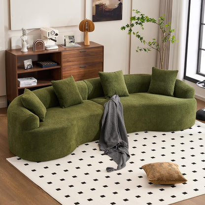 Loveseat Sectional Sofa for Living Room, 65’�?Modern Luxury Plush Chenille Extra Deep Seat Curved Cloud Floor Couch with 3 Throw Pillows for Small Spaces, No Assembly Needed, Sapphire Blue