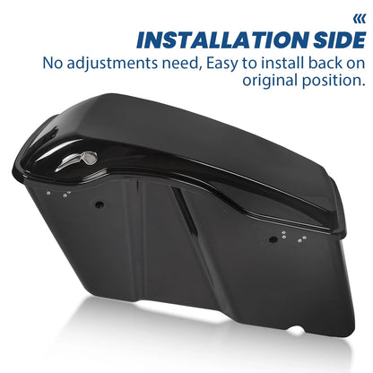 Kojem Hard Saddle Bags for 1993 - 2013 Harley Road King Glide Vivid Black Lockable Saddlebags