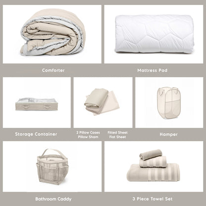 Ravure College Dorm Room Essentials Complete Set, Twin XL Comforter Set, Dorm Bedding, Twin Xl Bed In a Bag Comforter Set with All Dorm Accessories and Bedding, Grey