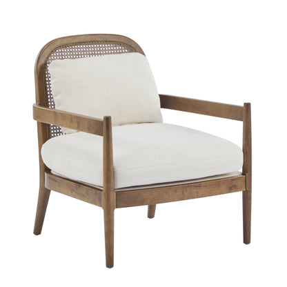 Christopher Knight Home [Set of 2] Mid-Century Modern Accent Chairs with Light Brown Solid Wood Frame, Rattan Backrest with Cushion �C Comfortable Armchairs Light Brown
