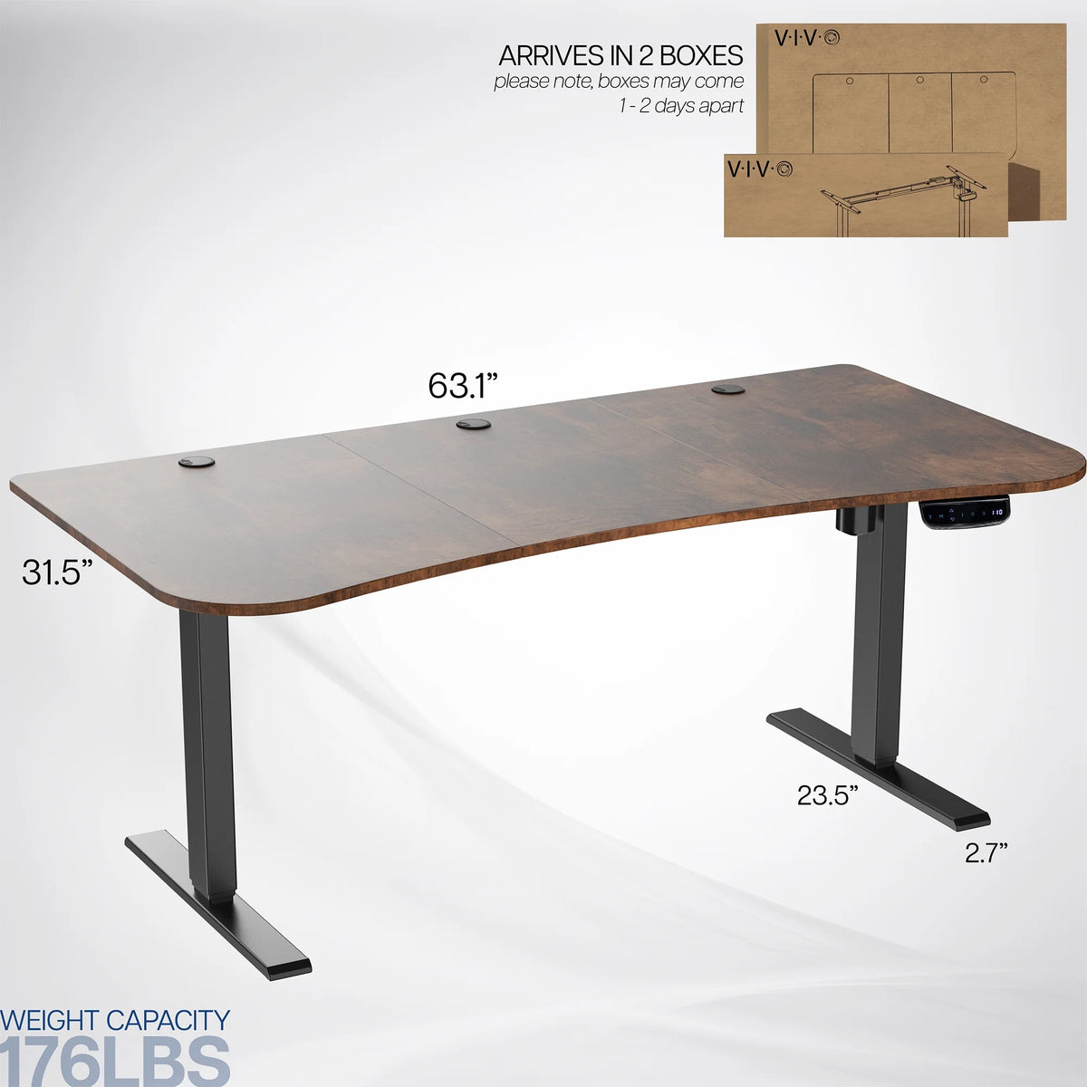 VIVO Reclaimed Wood / Black 63�?x 32�?Electric Height Adjustable Stand Up Desk