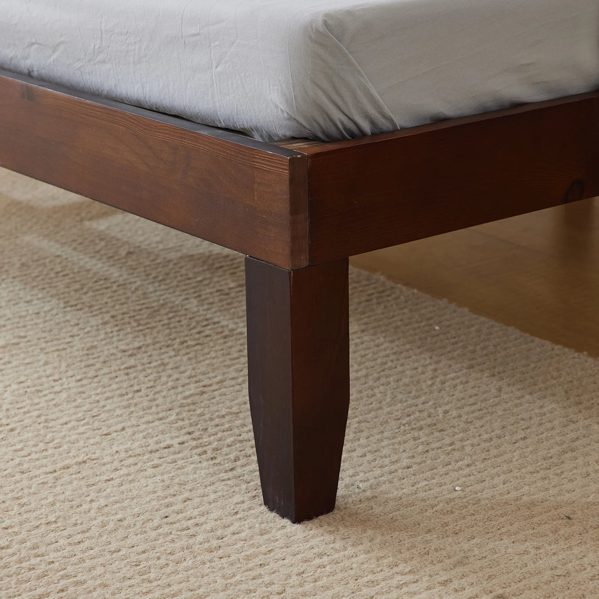 12 Inches Wood Platform Bed Frame Twin Size, Solid Wood Mattress Foundation with Strong Wood Slat Support