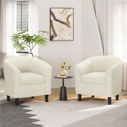 Renwick Faux Leather Barrel Accent Chair for Living Room, Set of 2, Black