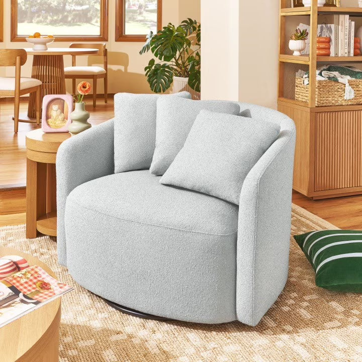 Beautiful Drew Accent Chair by Drew Barrymore, Cream Boucle