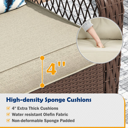 ELPOSUN 3-Piece Outdoor Rocking Chairs, Wicker Patio Furniture with Thickened Cushions and Table for Porch