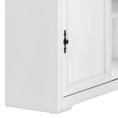 Craftian Executive Desk with Hutch, L Shape Computer Desk, Wood Office Desk with Storage Cabinet, White