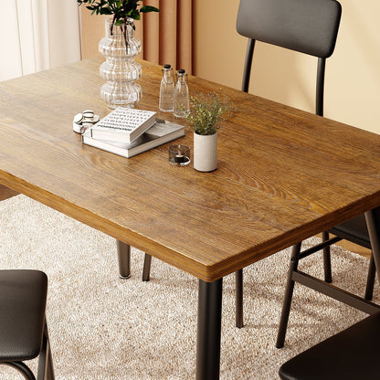 Dining Table Set for 4, Lofka 5 Piecs Kitchen Table and Chairs Set for Dining Room & Kitchen, Black
