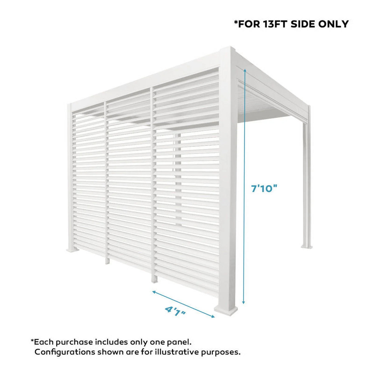 Mirador 10'x10' 111S Outdoor Pergola Accessories-Aluminum Fixed Shutter Wall, Dark Gray
