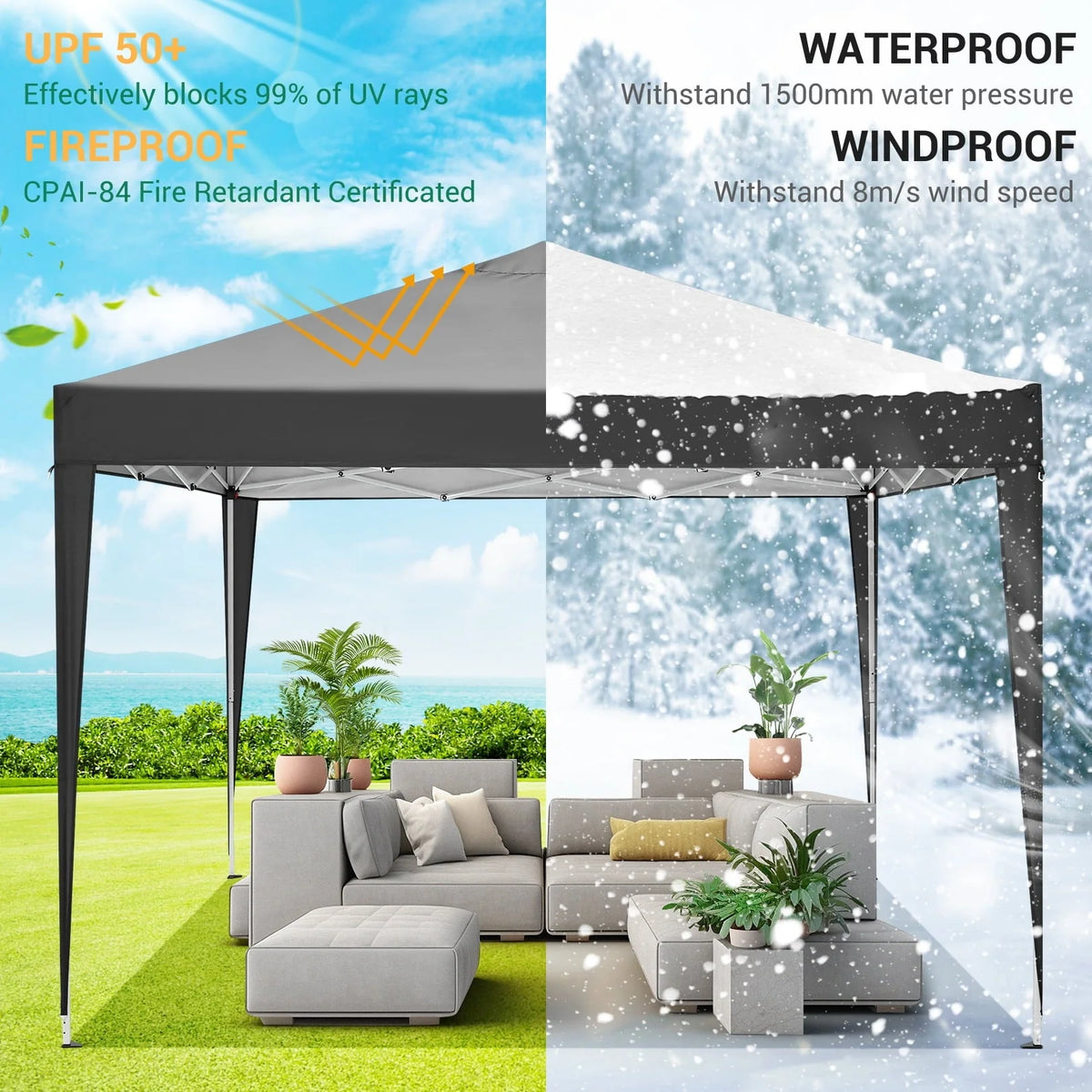 SANOPY 10'x10' Outdoor Canopy Tent Waterproof Pop Up Backyard Canopy Portable Party Commercial Instant Canopy Shelter Tent Gazebo with 4 Removable Sidewalls & Carrying Bag for Wedding Picnics Camping