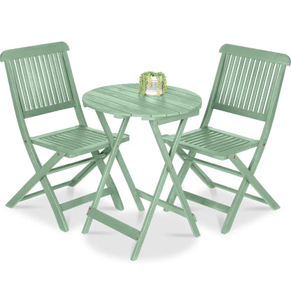Best Choice Products 3-Piece Acacia Wood Bistro Set, Folding Patio Furniture w/ 2 Chairs, Table - Natural