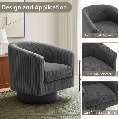 DREAMSIDEA Swivel Barrel Accent Chair for Living Room, Modern Upholstered Round Club Armchair-Cream