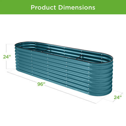 Best Choice Products 8x2x2ft Metal Raised Garden Bed, Oval Outdoor Planter Box w/ 4 Support Bars - Charcoal
