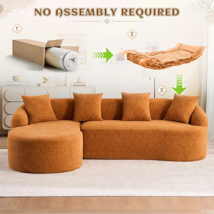 Timbernest 99" Modular Sectional Sofa with Pillows, Chenille L Shaped 3-Seater Couch with Deep Seat, White
