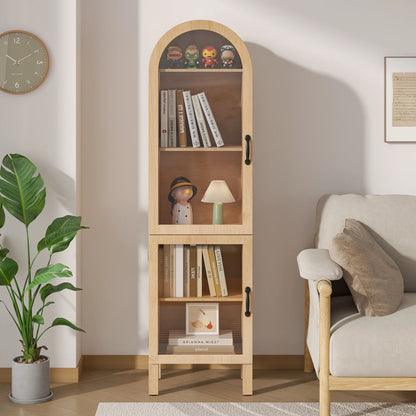 Fiogmub Tall Arched Storage Display Cabinet, Arched Pantry Cabinet with Doors, Acrylic Glass Doors