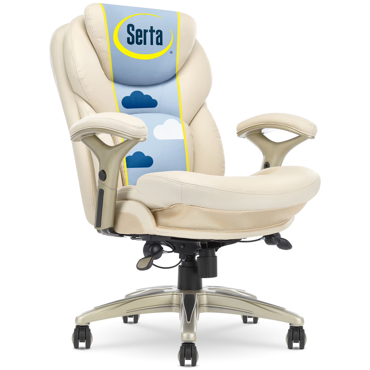 Serta Back in Motion Technology Fabric Executive Office Chair, Light Gray