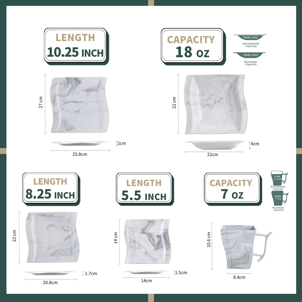 MALACASA Porcelain Tableware Sets, Ivory White, 30-Piece (6 Packs)