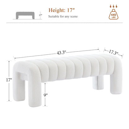 Zesthouse 63�� End of Bed Bench, Linen Tufted Upholstered Ottoman Bench with Padded Seat and Solid Wood Leg, Modern Entryway Bench for Bedroom, Living Room, Beige