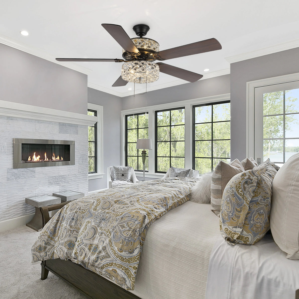 River of Goods 52" 5 Blade Luxe Enlaced Crystal LED Ceiling Fan with Light