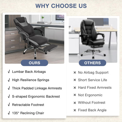 JONPONY Big and Tall Office Chair 400lbs, Executive Reclining Office Chairs with Footrest, High Back Home Office Chair Thick Padded Armrests, Ergonomic Adjustable Lumbar Support, PinkWhite