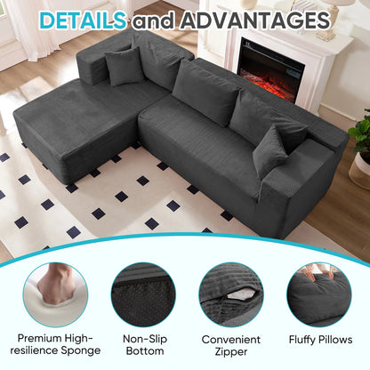ZAFLY 106" Cloud Sectional Couch with Chaise, No Assembly Required L Shaped Sleeper Sofa, Oversized Deep Seat Modular Couches and Sofas for Living Room - Right, Black