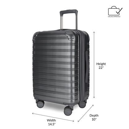 iFLY Hardside Fibertech 3.0 2 Piece Set, 20" Carry-on and 28" Checked Luggage, Gadget Gray