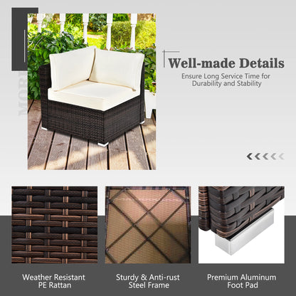 Costway 8PCS Patio Rattan Furniture Set Fire Pit Table Tank Holder Cover Deck Black