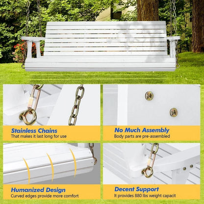 3-person Wood Porch Swing Brown