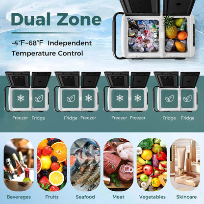 Costway Dual Zone 12V Car Refrigerator 53QT Portable Compressor Fridge Freezer (-4�H~68�H)  for RVs Black