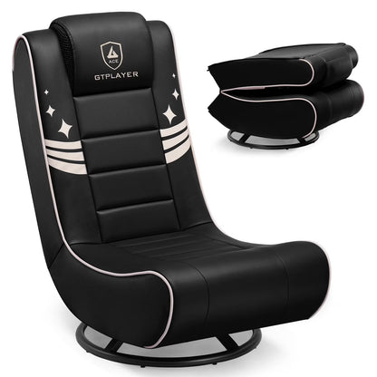 GTPLAYER Swivel Floor Gaming Chairs with Foldable Backrest for Teens,, Red