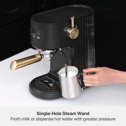 Thyme & Table Barista Mini Espresso Machine with 15-Bar Pressure and Steam Wand, Sand White