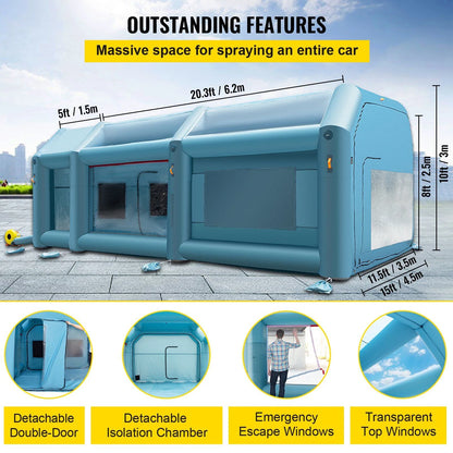 STAWAY Inflatable Paint Booth - 26x15x10ft Car Spray Tent with Air Filter & 2 Blowers - Upgraded Auto Painting & Repair Solution for Garage & Outdoor Use