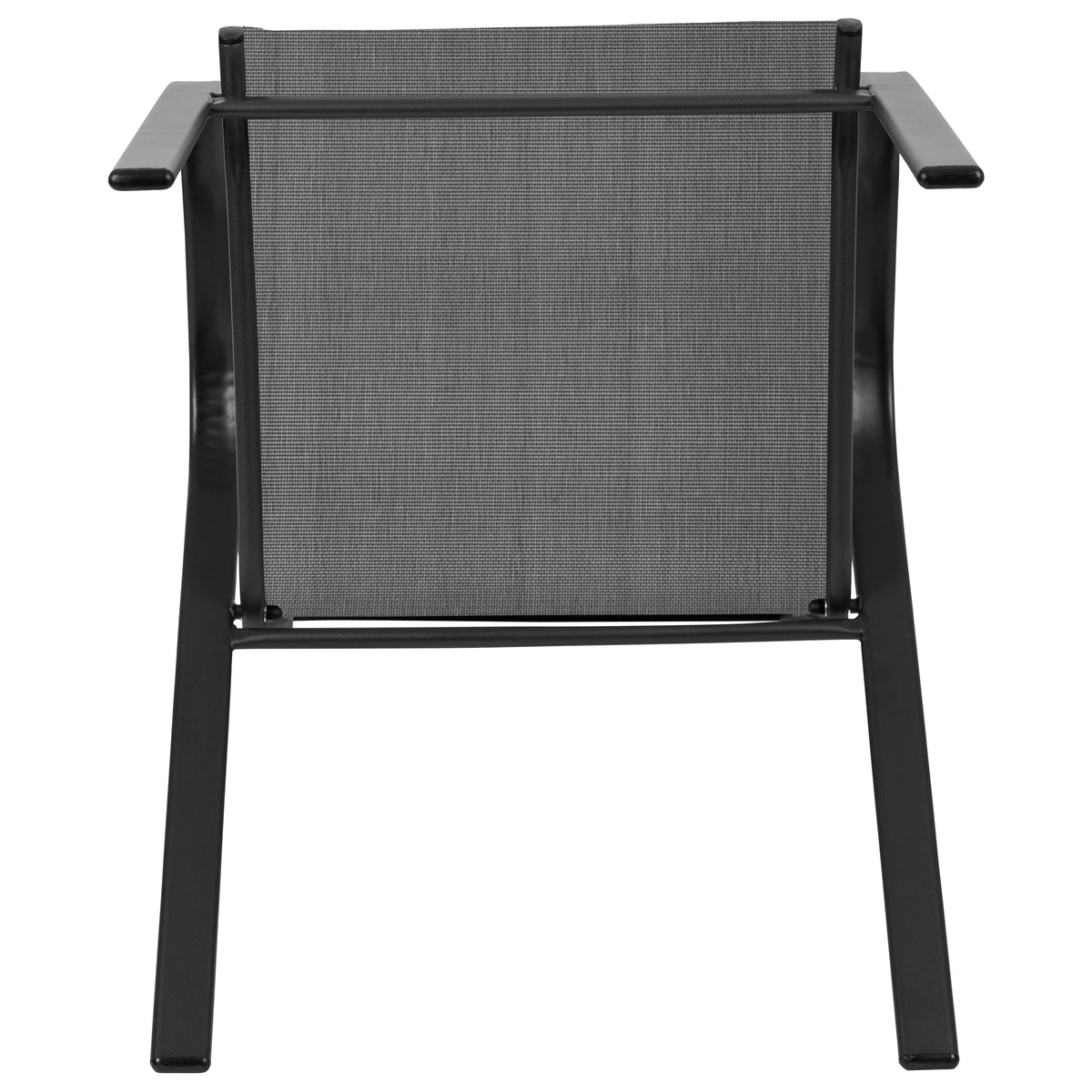 BizChair 5 Pack Black Outdoor Stack Chair with Flex Comfort Material and Metal Frame
