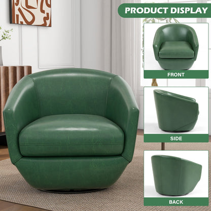 DREAMSIDEA Faux Leather Swivel Accent Chair Sets of 2 360�� Swivel Barrel Chair,Swivel Club Sofa for Living Room, Bedroom, Office,Brown