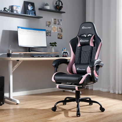 X Rocker Apex PC Gaming Chair with Massage Function and Footrest, Red