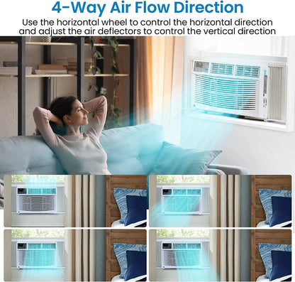 GAOMON 6000 BTU Window Air Conditioner, Cools Up to 350 Sq. Ft, Window AC Unit with Remote, 3 fan speeds, Sleep mode, Auto Restart, 24H Timer Window Air Conditioner, 115V/60Hz, White