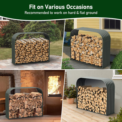TRAMULL Outdoor Heavy Duty Galvanized Steel Log Holder