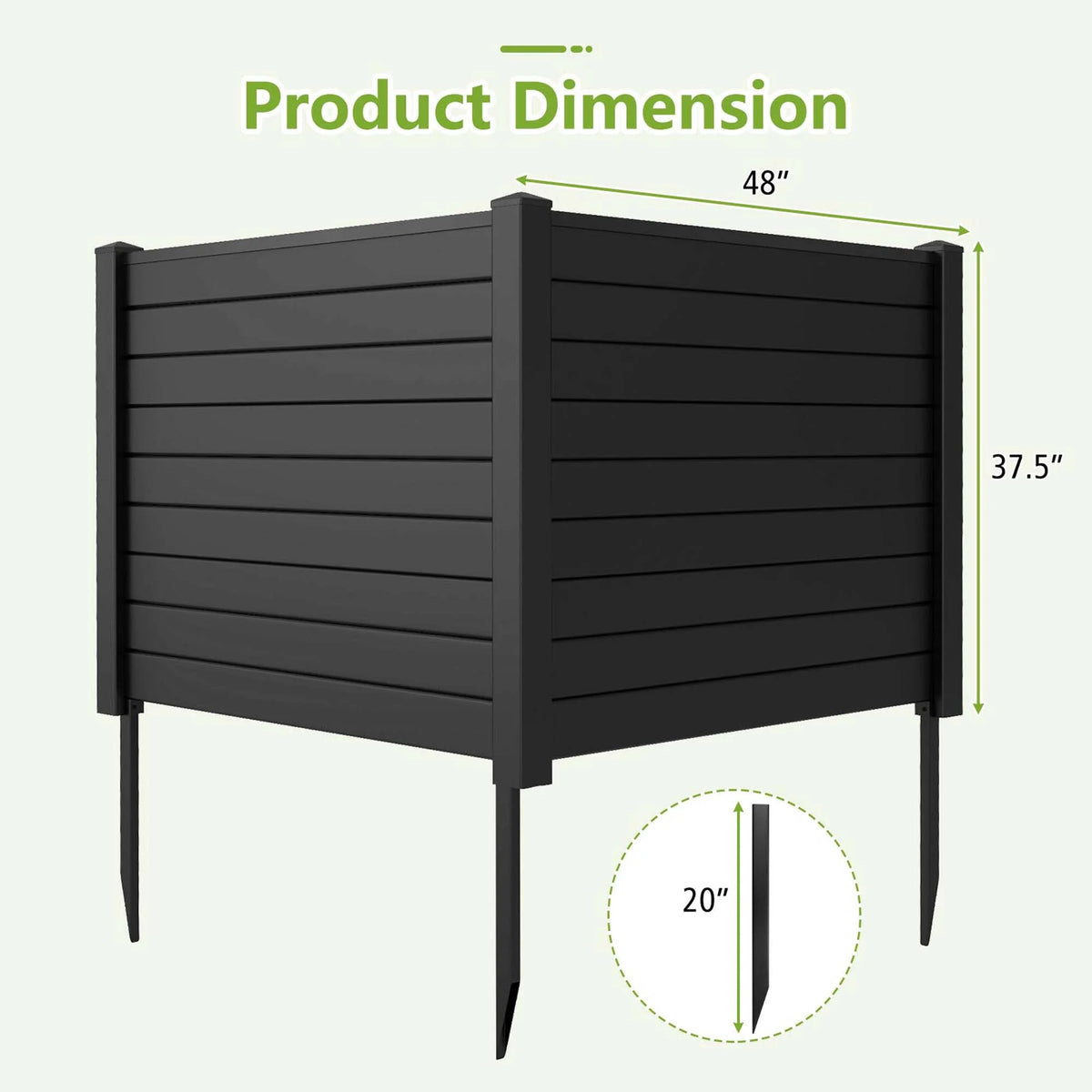 Costway 48"L x 37.5"H Air Conditioner Fence with 3 Ground Stakes