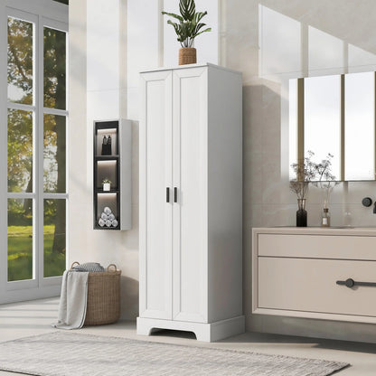 22'' Double Door Storage Cabinet with Adjustable Shelves, High Quality Bathroom Cabinet with  MDF Material, for Living room, Bathroom, Black