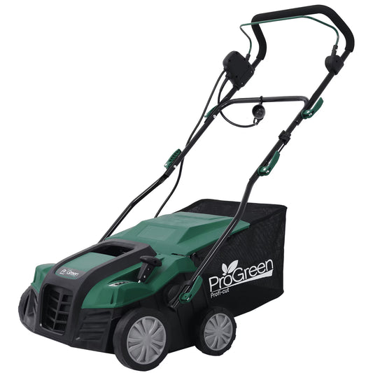2-in-1 16" Walk Behind Electric Dethatcher Scarifier 15 Amp with Large 58QT Removable Collection Bag for Lawn Yard Garden Care