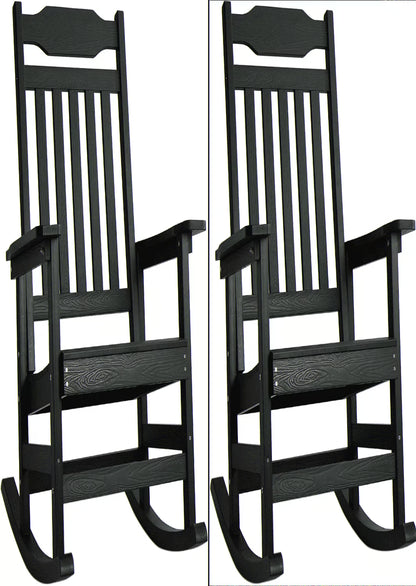Naipo 1PC Patio Rocking Chair All-Weather, Oversized Porch Rocker Chair 400 lbs Weight Capacity, for Backyard, Fire Pit, Lawn, Garden, Outdoor and Indoor, Black