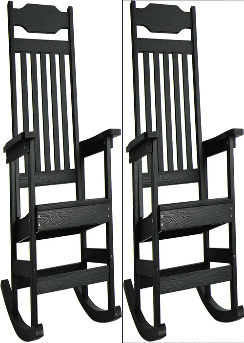 Naipo 1PC Patio Rocking Chair All-Weather, Oversized Porch Rocker Chair 400 lbs Weight Capacity, for Backyard, Fire Pit, Lawn, Garden, Outdoor and Indoor, Black