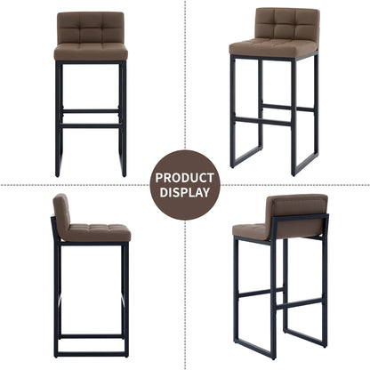 FIRAVOE Bar Stools Set of 3, Counter Height Bar Stools (Low Back)(Thickened Frame) 26" PU Leather Barstools Bar Chairs for Kitchen Island, Black