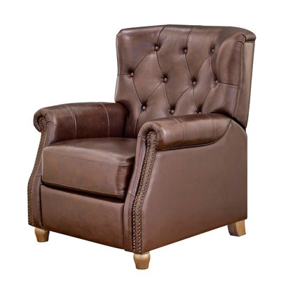 Pioneer Woman Harper Pushback Leather Recliner, Whiskey & Faux Cowhide Upholstery